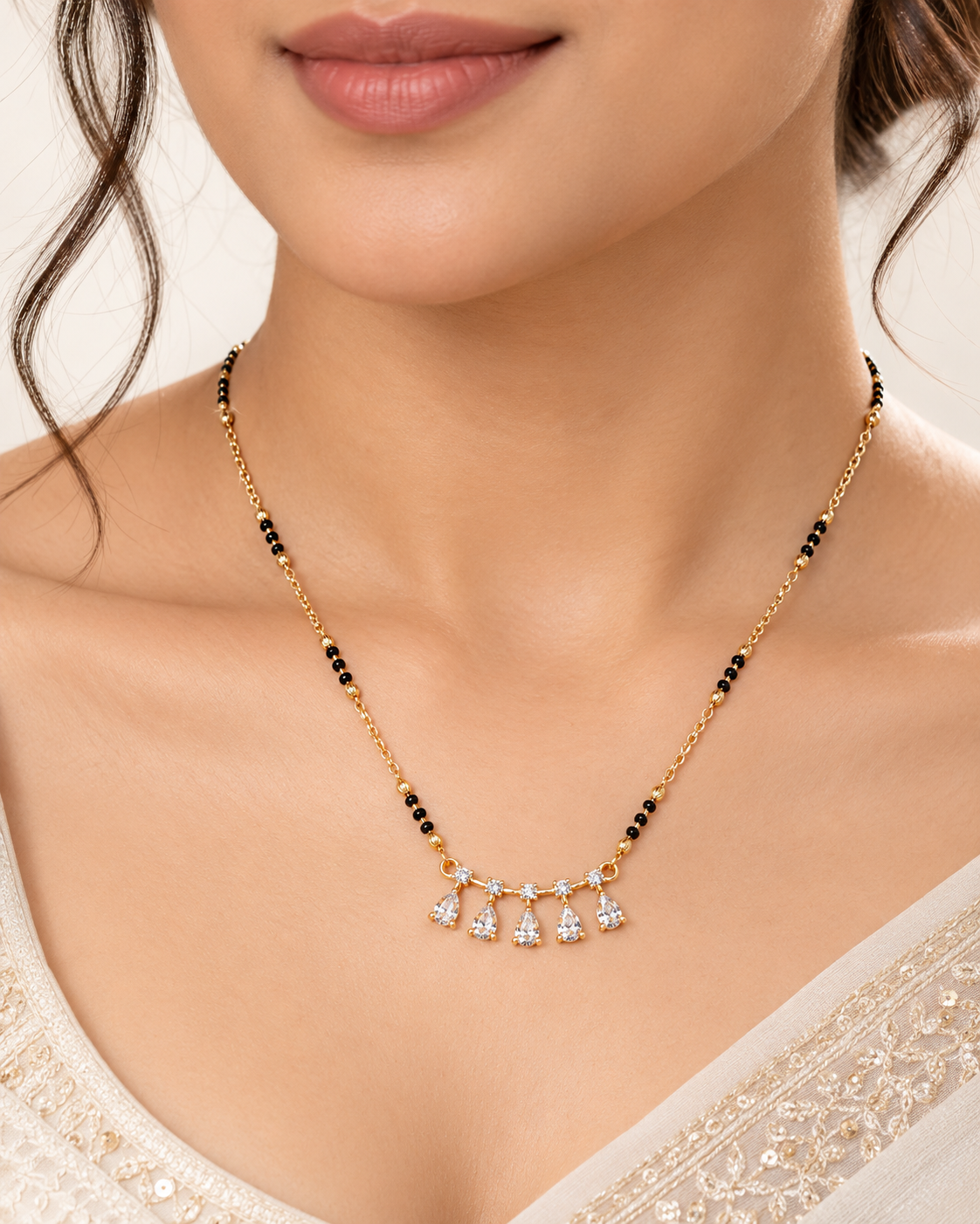Vaani Five Drops Gold Plated Mangalsutra