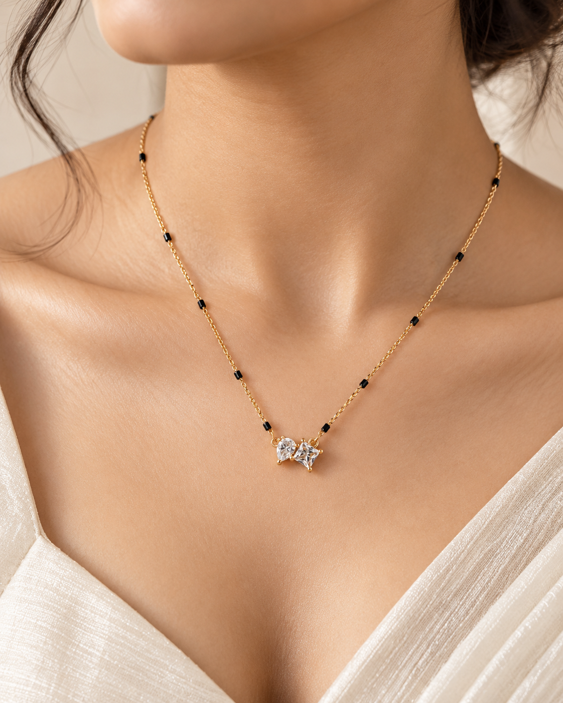 Twin Solitaire Gold Plated Mangalsutra