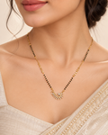 Black Flowers Gold Plated Mangalsutra