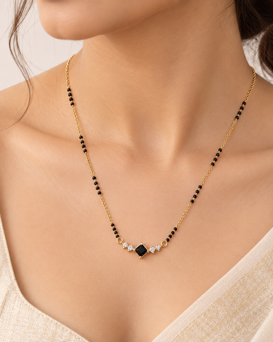 Vrati Black Gold Plated Mangalsutra