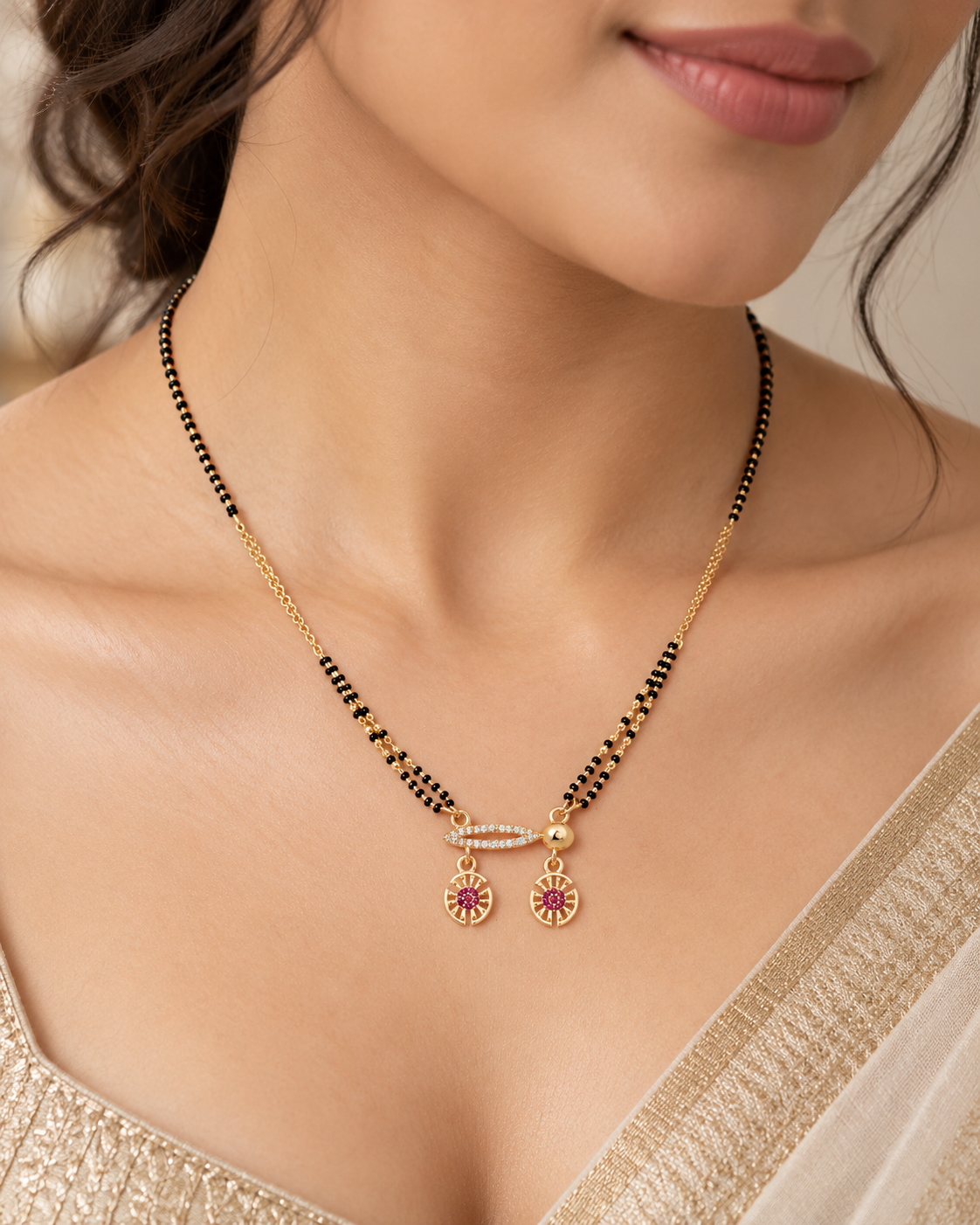 Red Vati Gold Plated Mangalsutra
