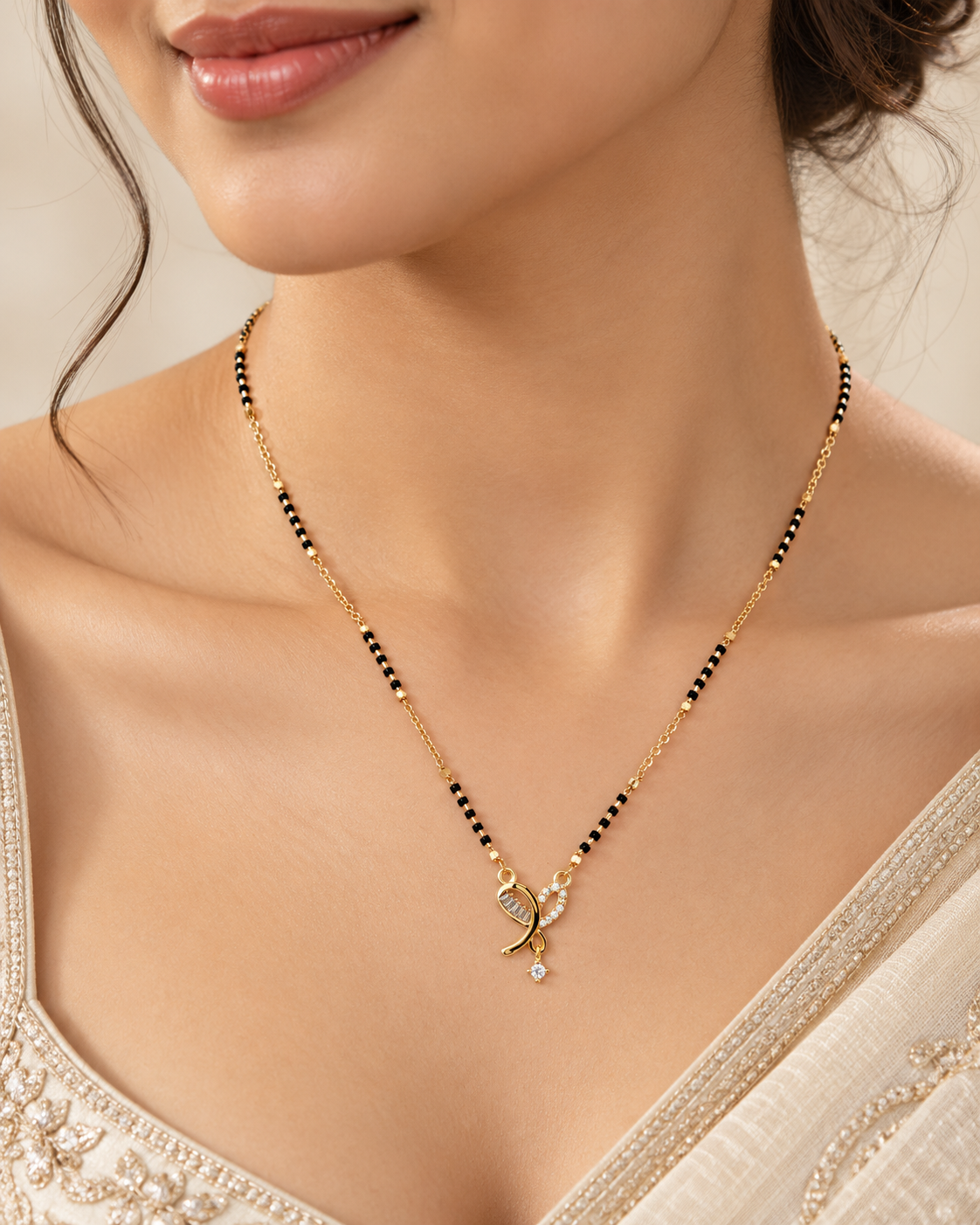Heart Drop Gold Plated Mangalsutra